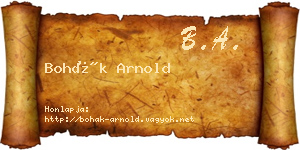 Bohák Arnold névjegykártya